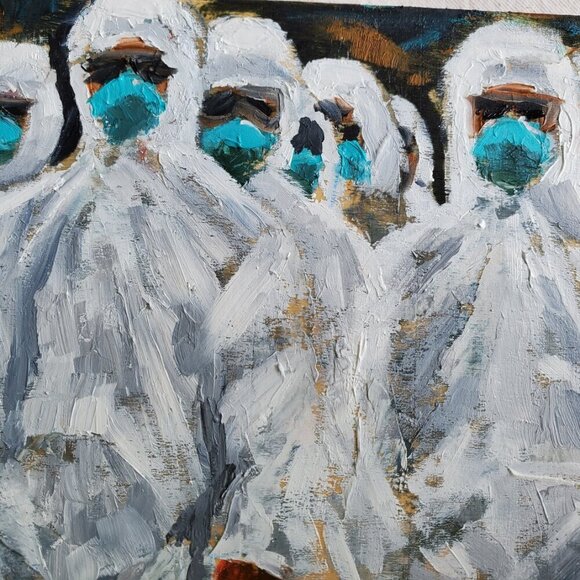 "When in Doubt, Inject Fear" Original Painting by Robin White Oil on Wood Panel - Picture 8 of 10